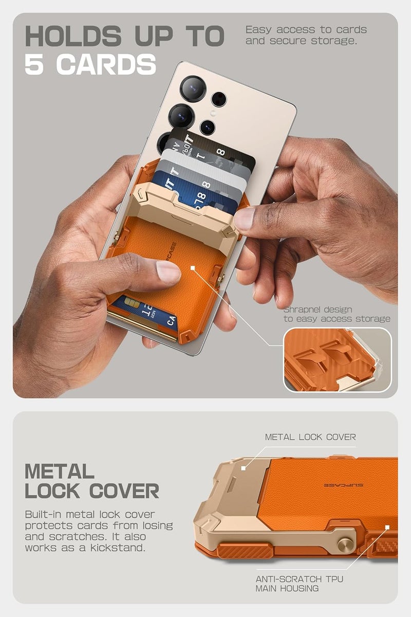 SupCase for MagSafe Wallet, Magnetic Wallet for Men, [5-Card Holder] [Adjustable Stand] [RFID Blocking] Phone Card Holder Tripod for Samsung Galaxy S25, Google Pixel 10 and iPhone 17/16/15/14, Coral - Image 5